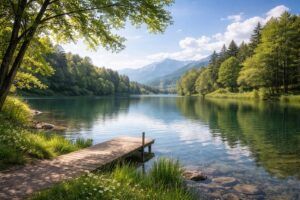 赤ちゃんの名付けや姓名判断を考える親御様の不安に寄り添う、明るく穏やかな風景イメージ画像(地格15画)