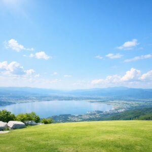赤ちゃんの名付けを考える親の気持ちに寄り添う、明るく開放的な風景と青空のイメージ（地格20画）