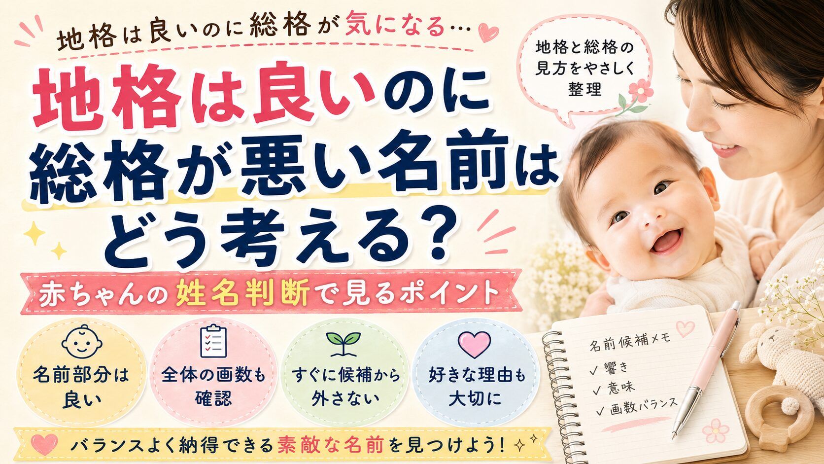 地格は良いのに総格が悪い名前はどう考える？赤ちゃんの姓名判断で見るポイント