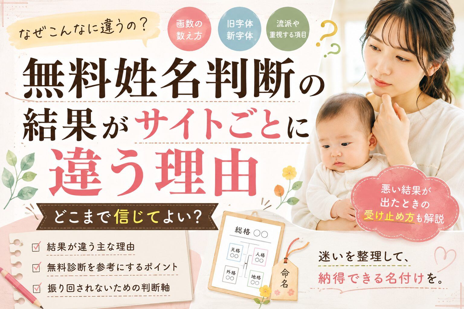 無料姓名判断の結果がサイトごとに違う理由|どこまで信じてよい?