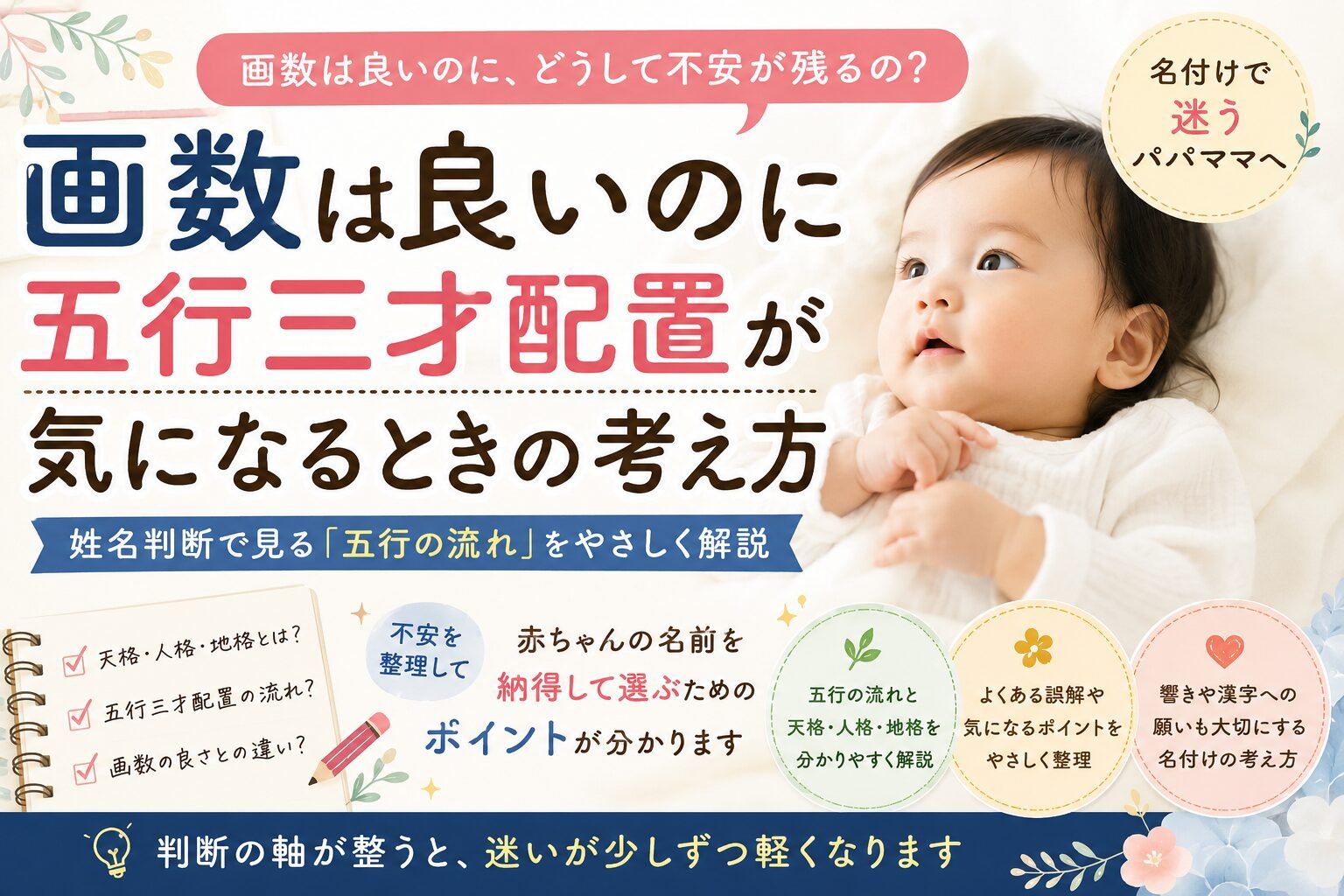 画数は良いのに五行三才配置が気になるときの考え方|赤ちゃんの名付けと姓名判断