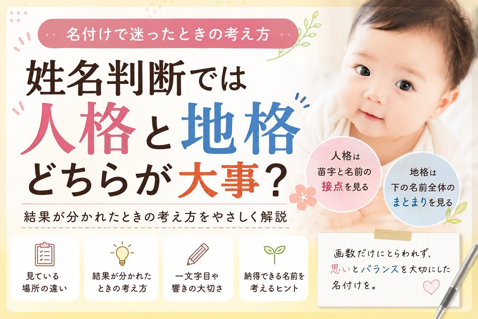 姓名判断では人格と地格のどちらが大事?名付けで迷ったときの考え方
