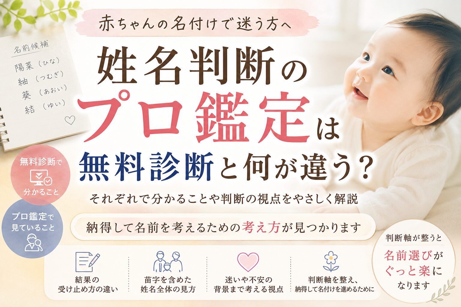 姓名判断のプロ鑑定は無料診断と何が違う？赤ちゃんの名付けで迷う方へ