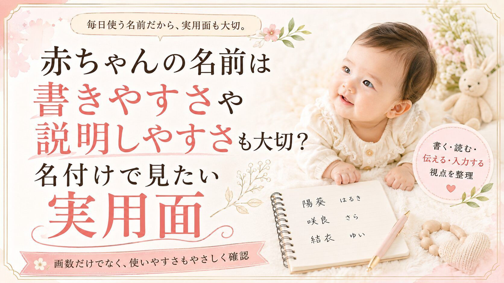 赤ちゃんの名前は書きやすさや説明しやすさも大切?名付けで見たい実用面